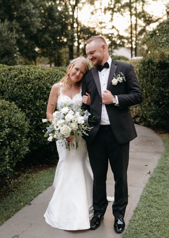 Bride and groom portraits in the grounds of Koury Farms